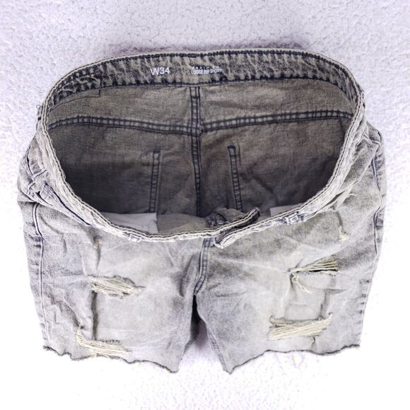 Denim Co Jean Shorts Denim Cotton Mens SZ 34 Blue Yellow VTG 90s Button Fly Y2K - Picture 6 of 12